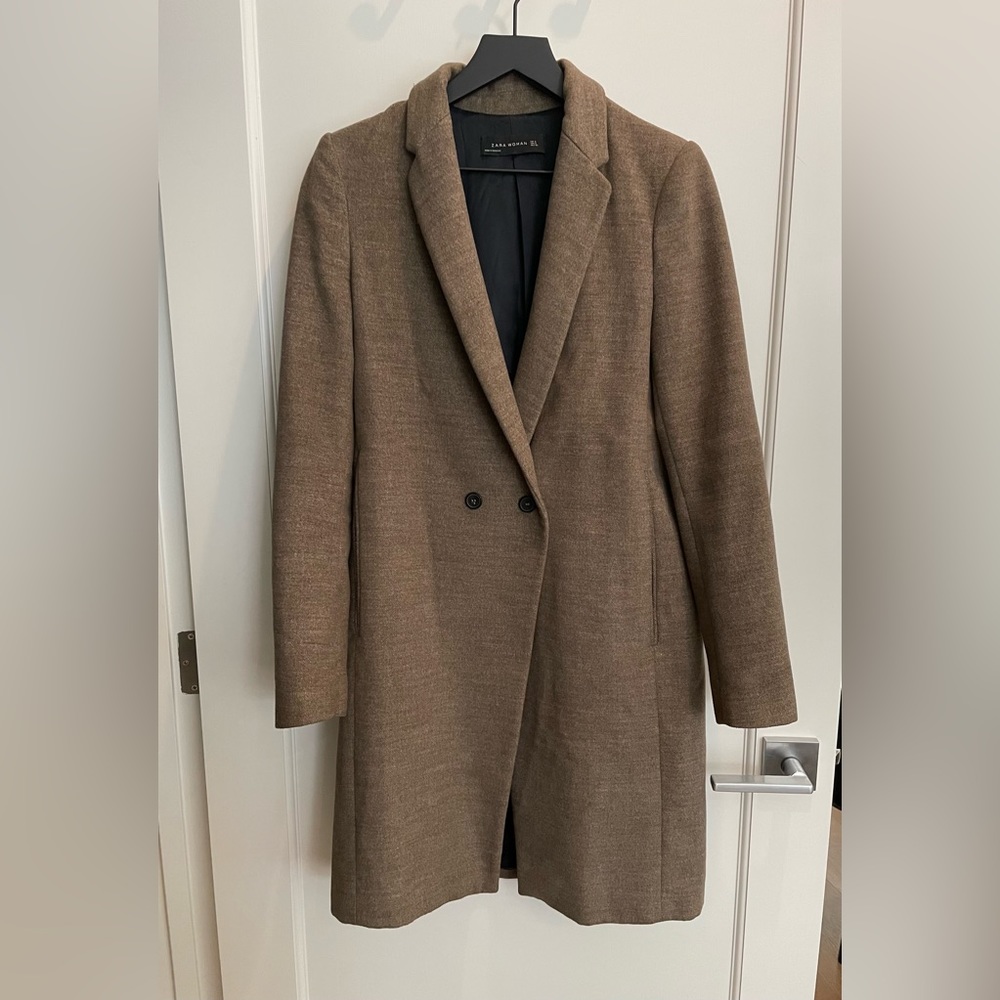 Zara - Fall / Winter Coat - Taupe/Beige - Size Small - Poly Blend